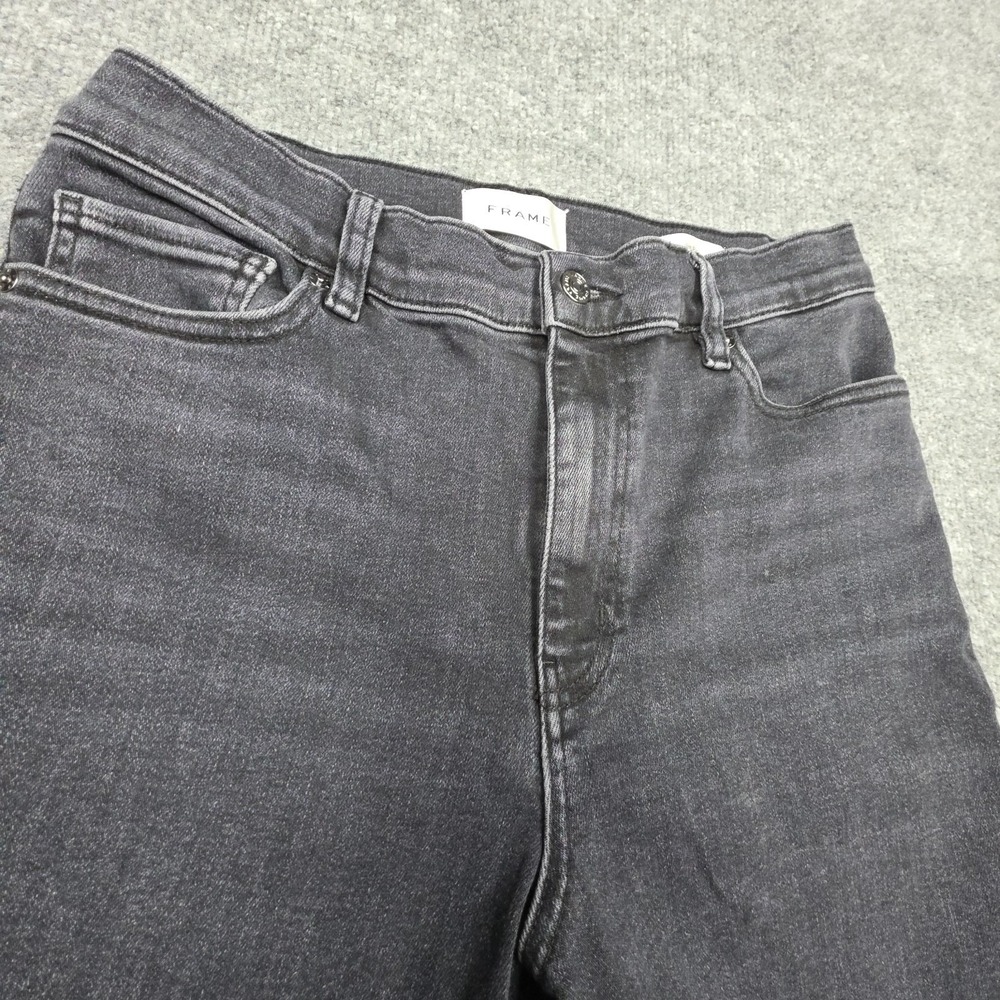 FRAME Le Slim Palazzo Jeans Women's Fits 28 x 29 Black "Destroyer" Wide Leg - Picture 4 of 14